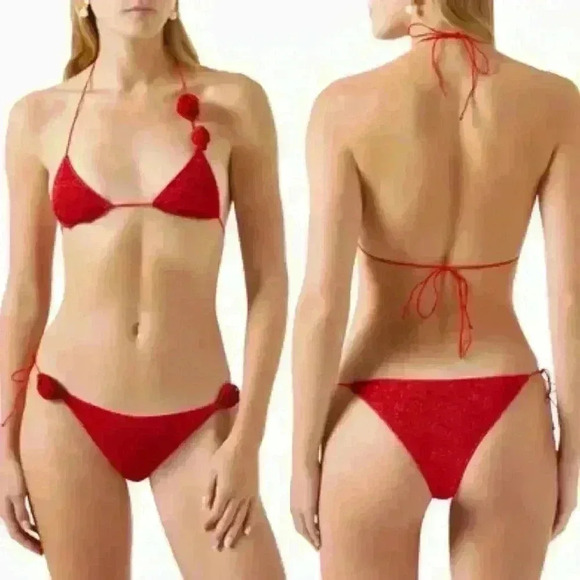 NWT Oseree Red Rose Lumière Triangle Bikini SET - Picture 3 of 15